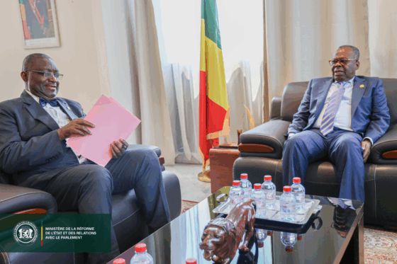 LE MINISTRE LUC JOSEPH OKIO A RECU LE PRESIDENT DU GROUPE DE LA MAJORITE PRESIDENTIELLE A L’ASSEMBLEE NATIONAL